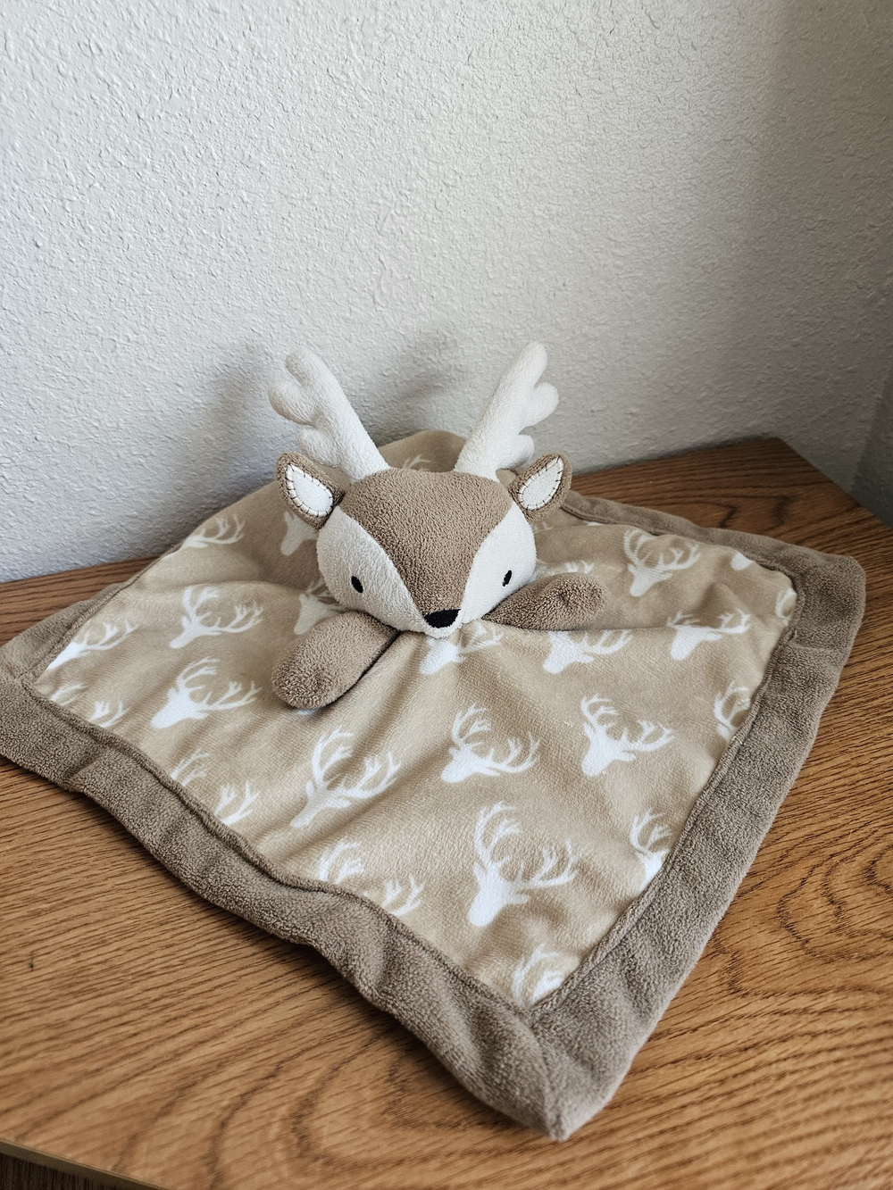 4/$10 Plush Deer Lovie Infant Blankie Toy Hunter Blanket Neutral Brown Cream